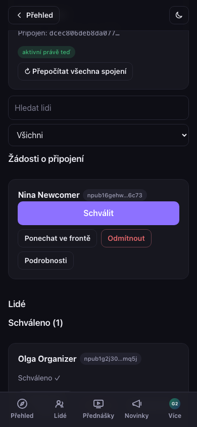 Čekající žádosti o připojení