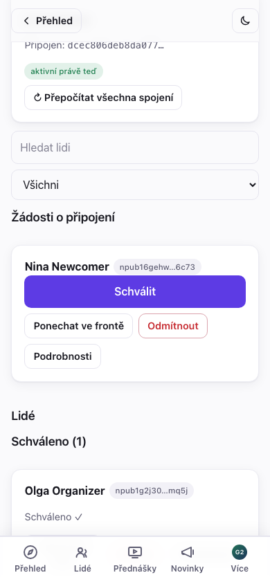 Čekající žádosti o připojení