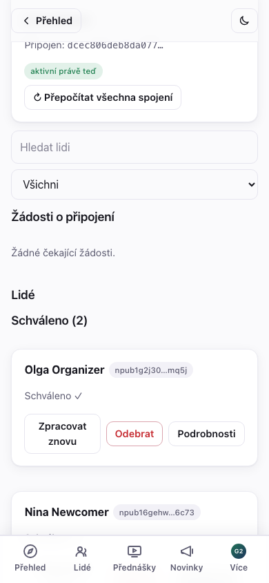 Schválení účastníci