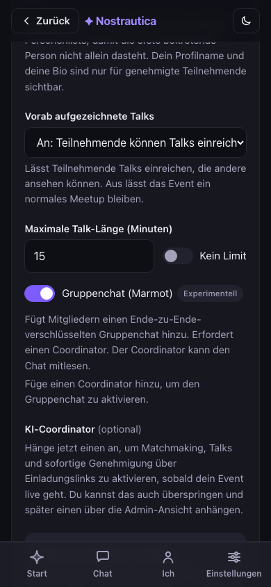 Formular zur Eventerstellung