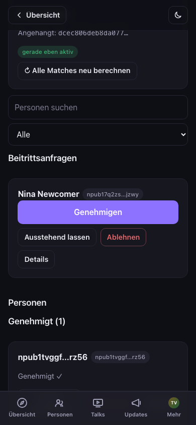 Ausstehende Beitrittsanfragen