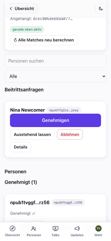 Ausstehende Beitrittsanfragen