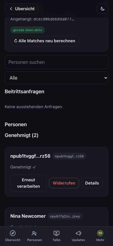 Genehmigte Teilnehmende
