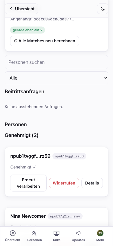 Genehmigte Teilnehmende