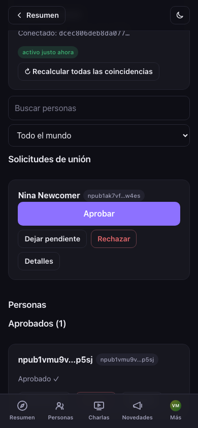 Solicitudes de unión pendientes