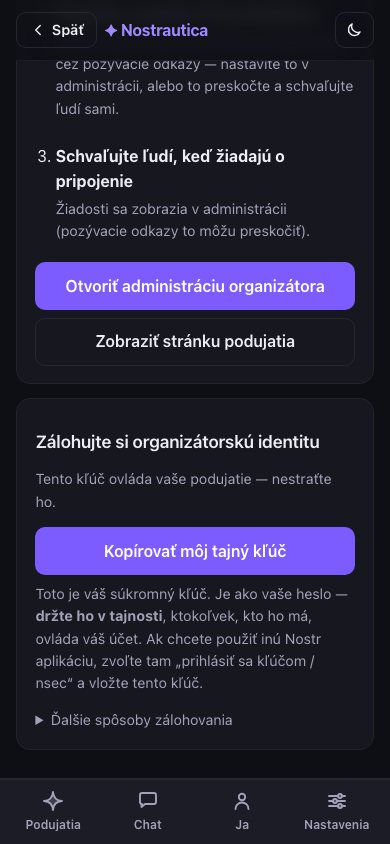 Podujatie vytvorené — odkaz na zdieľanie a kontrolný zoznam