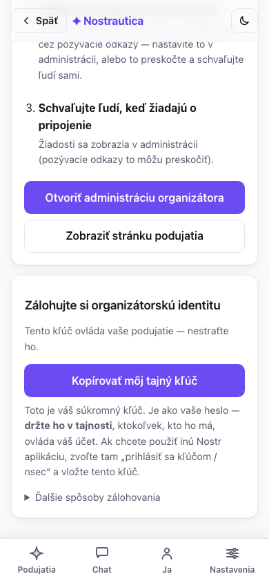 Podujatie vytvorené — odkaz na zdieľanie a kontrolný zoznam