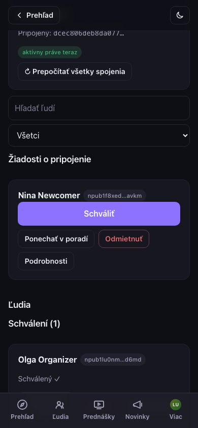 Čakajúce žiadosti o pripojenie