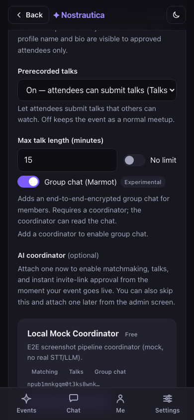 Picking a coordinator on the create form