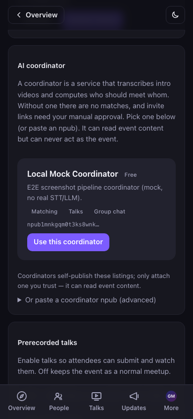 Choosing a coordinator from the discovery list