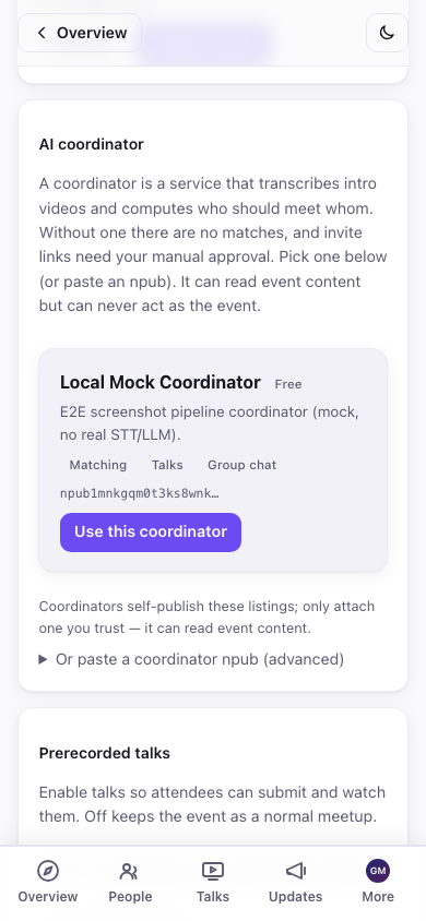 Choosing a coordinator from the discovery list