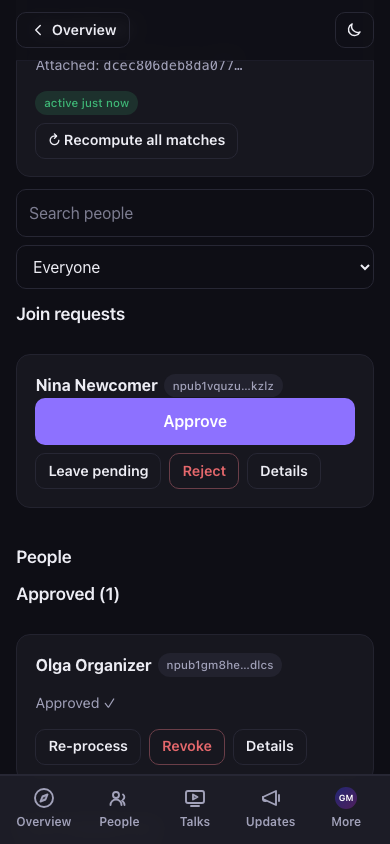Pending join requests