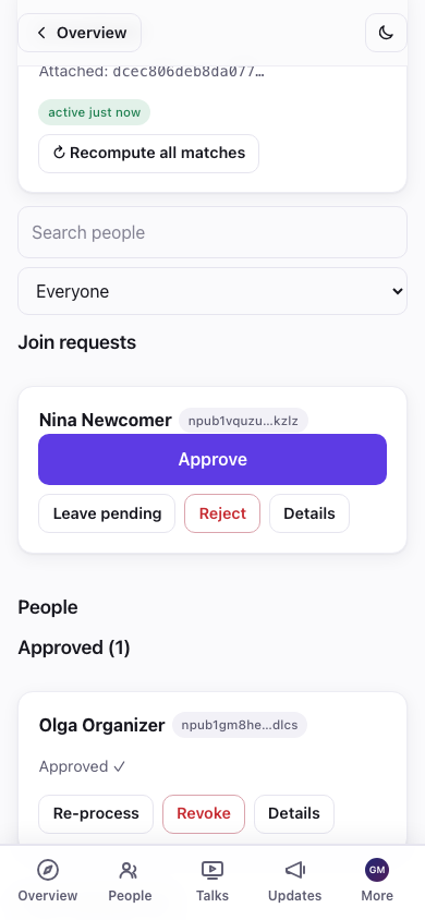 Pending join requests
