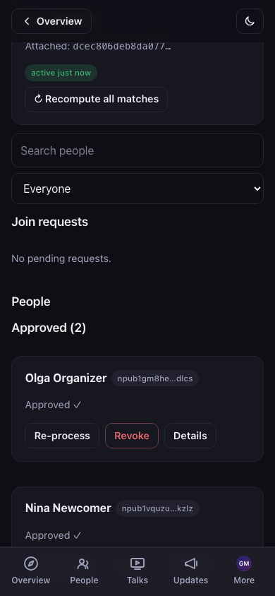 Approved attendees
