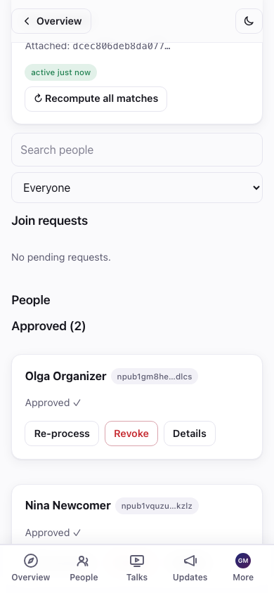 Approved attendees