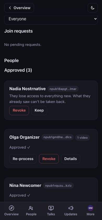 Approved card with the Revoke action