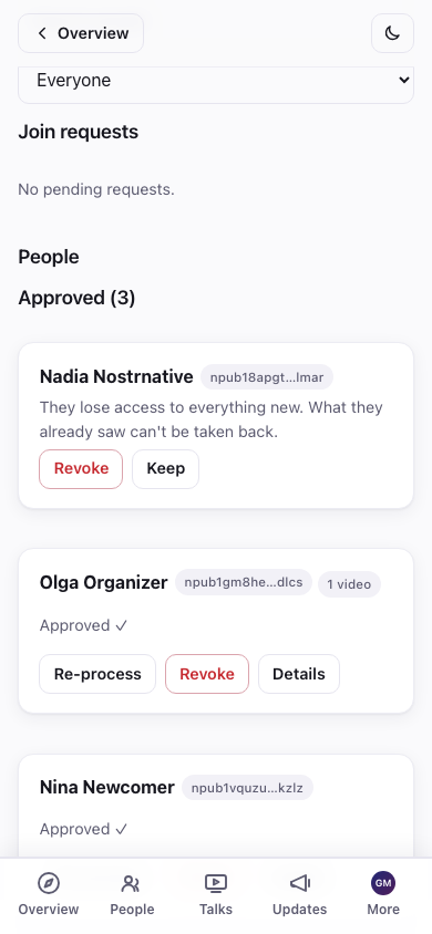 Approved card with the Revoke action