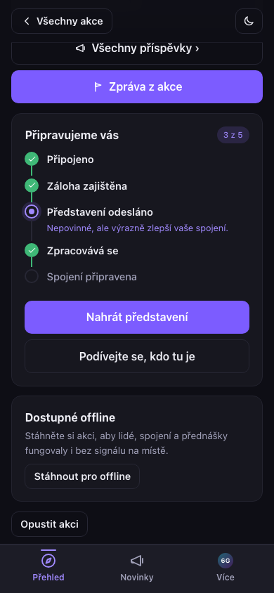 Karta stažení pro offline použití