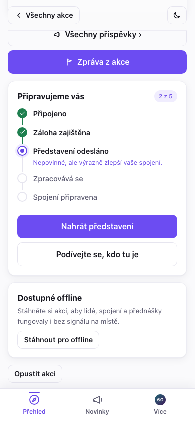Karta stažení pro offline použití