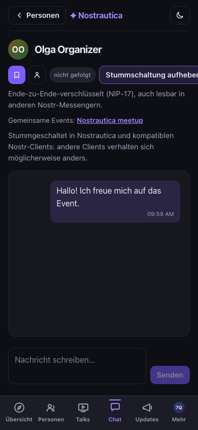 Profilseite einer Person mit der Bestätigung der Stummschaltung