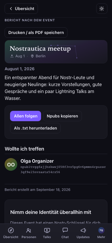 Bericht nach dem Event