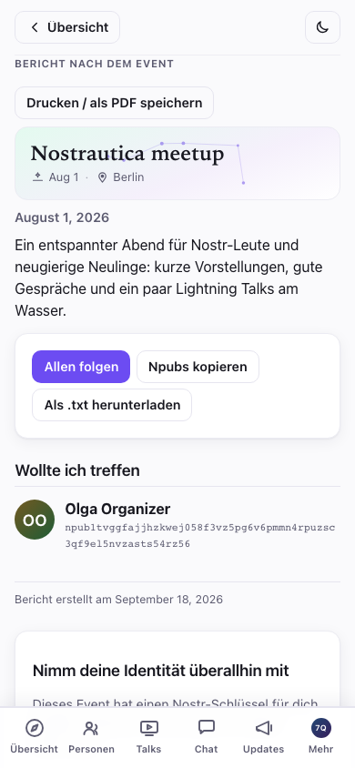 Bericht nach dem Event