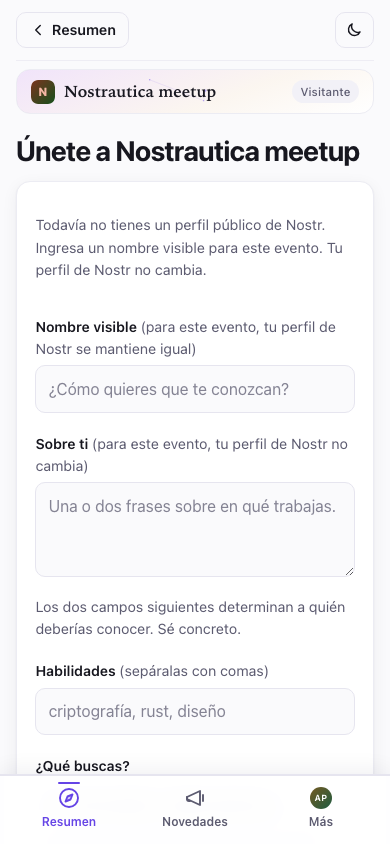 Formulario para unirte, con sesión iniciada