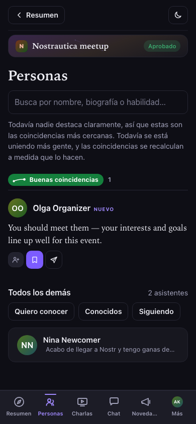 Personas: tus coincidencias encabezan la lista, con el razonamiento completo
