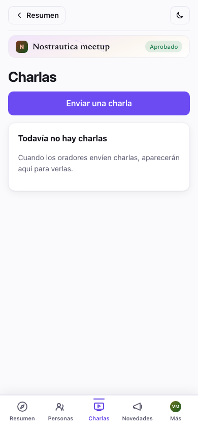 La lista de charlas