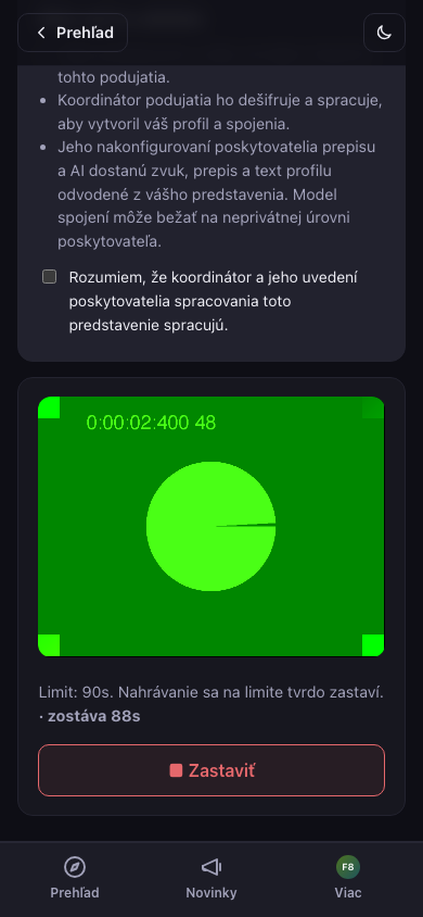 Nahrávanie predstavenia — video, zvuk a textový režim