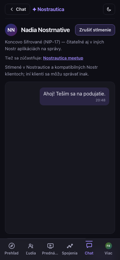 Stránka osoby s potvrdením stlmenia