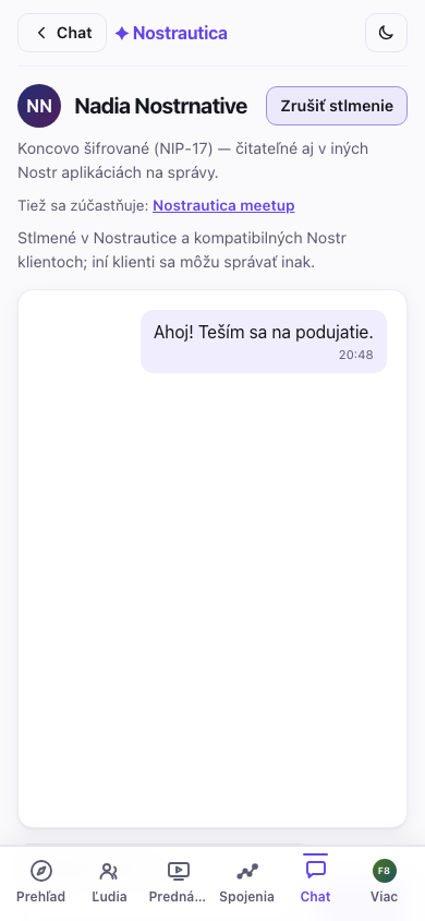 Stránka osoby s potvrdením stlmenia