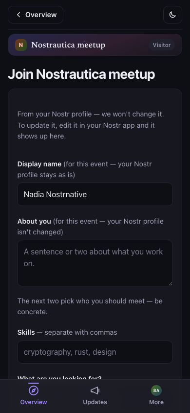 Join form, signed in