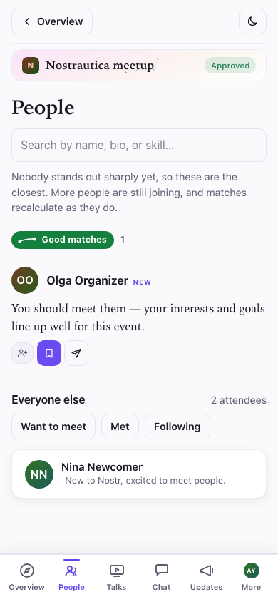 People: your matches lead the list, with the reasoning in full