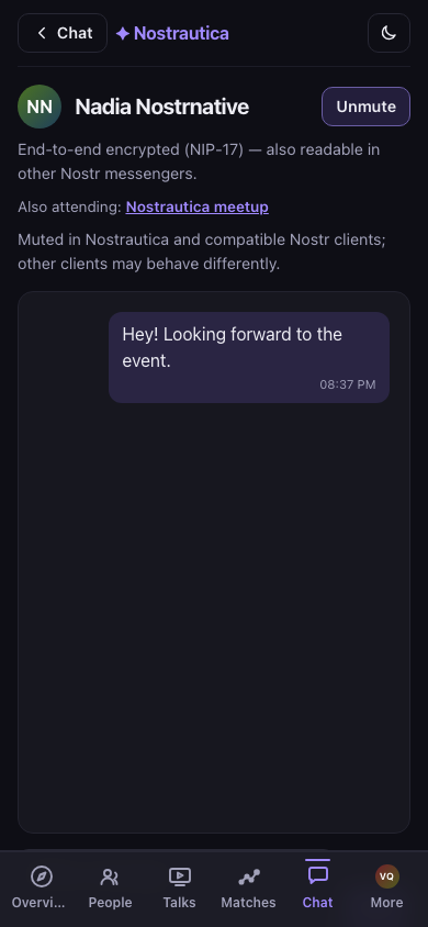 A person's page, with the mute confirmation
