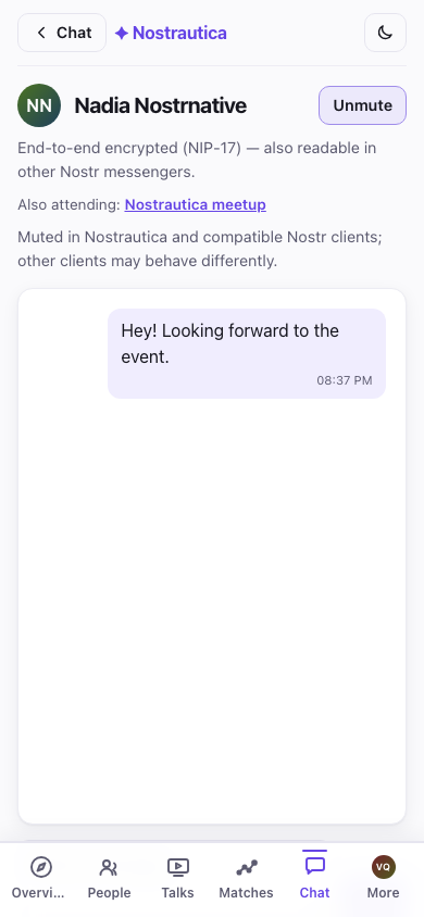 A person's page, with the mute confirmation