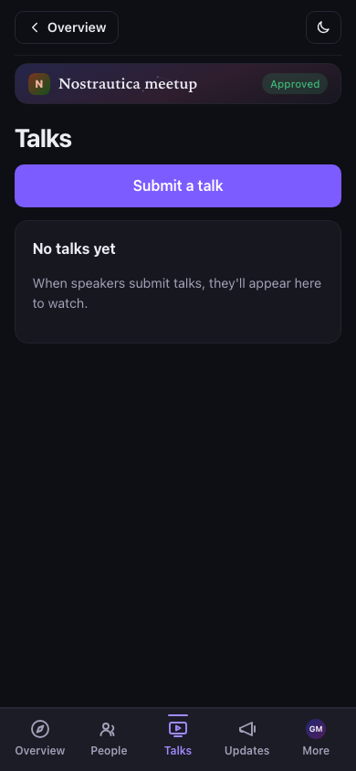 The Talks list