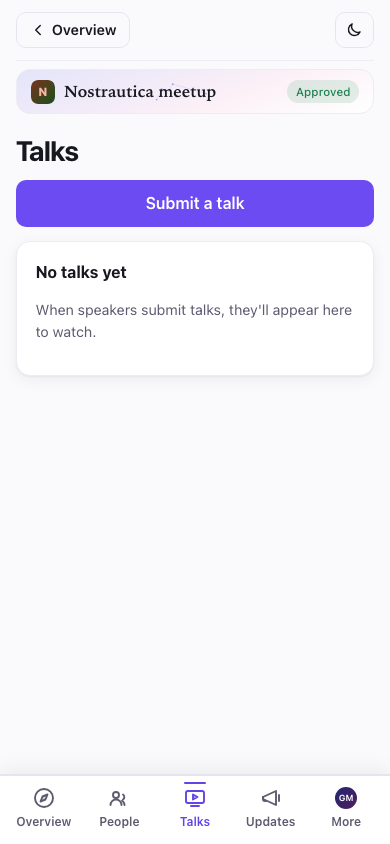 The Talks list