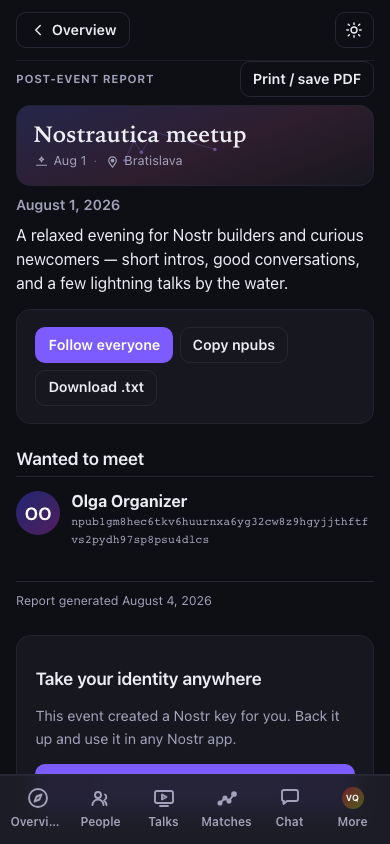 Post-event report