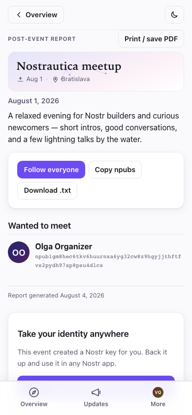 Post-event report
